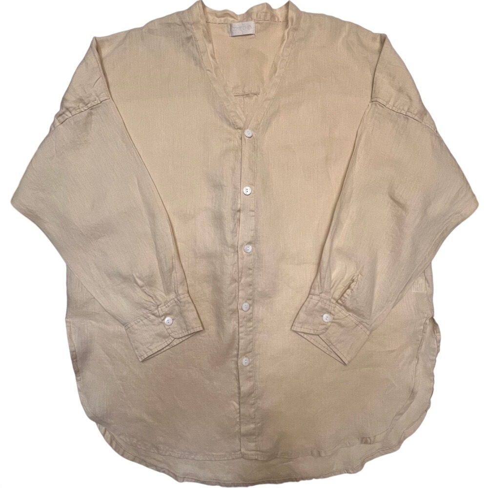 Zoye Chen Women's 100% Linen Lagenlook Natural Beige Button Down Shirt